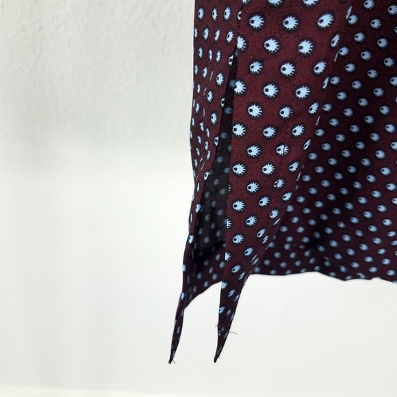 Ann Taylor Loft Women's Burgundy Rust Blue Eye Split Side Deep V Dress - Picture 7 of 8